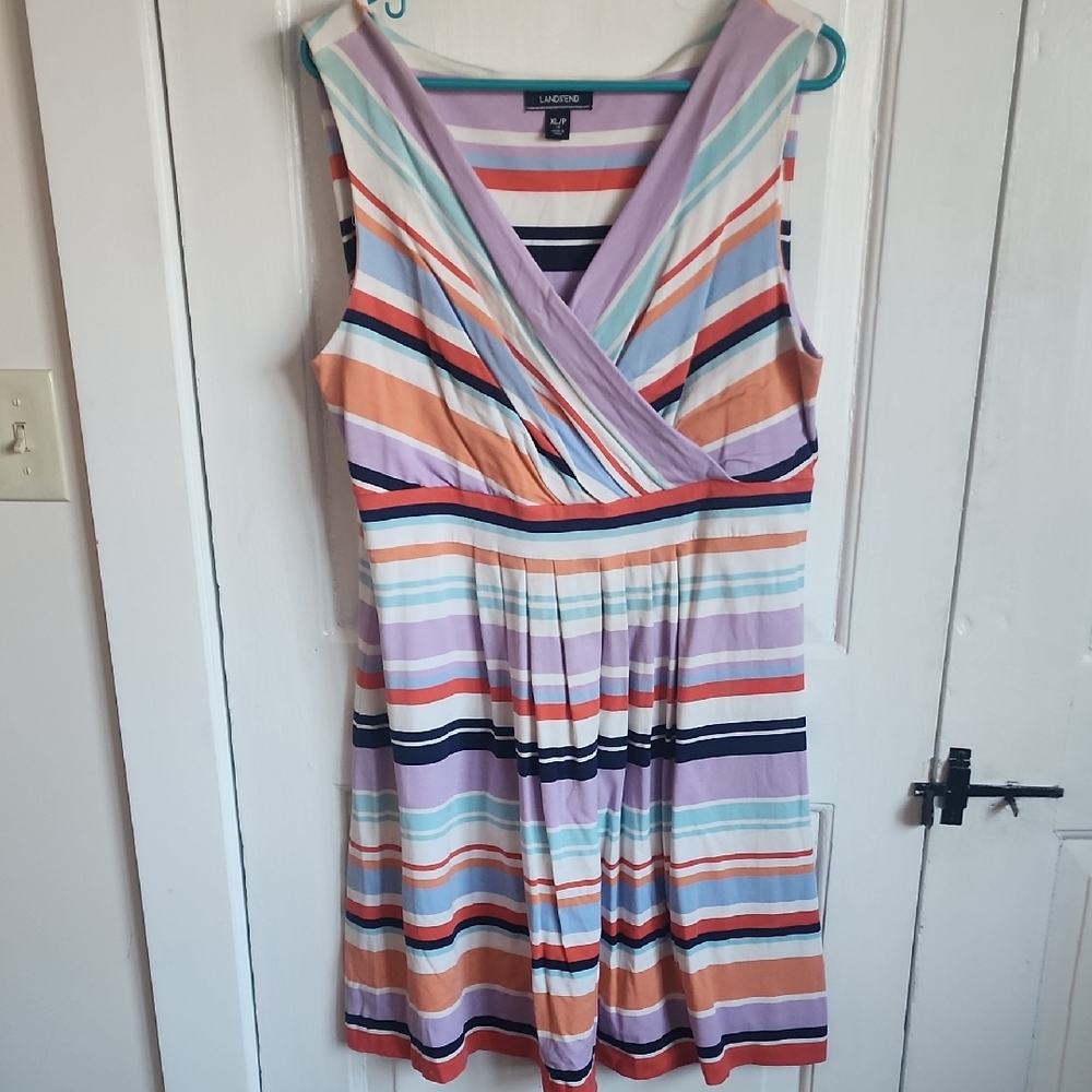 Lands' End Multicolor Striped Midi Dress